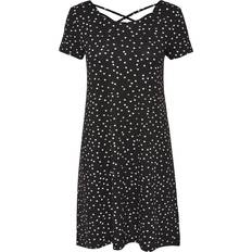 28 - Snøring Tøj Only Loose Short Sleeved Dress - Black/Printed