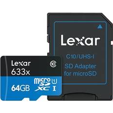 64 GB - Class 10 - microSD Hukommelseskort & USB Stik LEXAR High Performance microSDXC Class 10 UHS-I U1 633x 64GB
