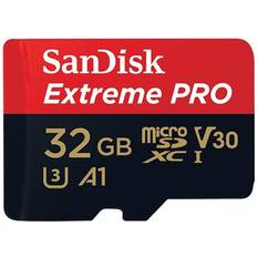 SanDisk 32 GB Hukommelseskort SanDisk Extreme Pro MicroSDHC Class 10 UHS-I U3 V30 A1 100/90MB/s 32GB +SD Adapter
