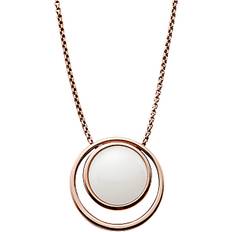 Skagen Sea Glass Double Round Pendant Necklace - Rose Gold/White