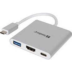 Kabeladaptere - Sølv Kabler Sandberg USB C - USB-C/HDMI/USB-A 3.0 Adapter M-F
