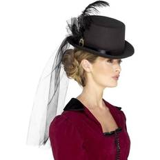 Historiske Hatte Kostumer Smiffys Deluxe Ladies Victorian Top Hat with Elastic
