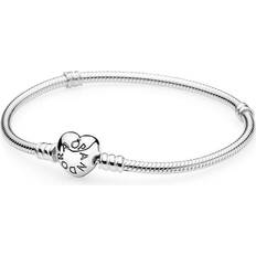 Pandora Sølv Smykker Pandora Heart Clasp Snake Chain Bracelet - Silver