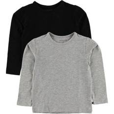 Minymo Piger T-shirts Minymo Basic Blouse 2-pack - Anthacite Black (3934-193)