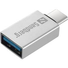 Grå - Kabeladaptere Kabler Sandberg USB A-USB C 3.0 M-F Adapter