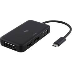 Kabeladaptere - VGA Kabler Deltaco USB C-HDMI/DisplayPort/VGA/DVI M-F Adapter 0.1m