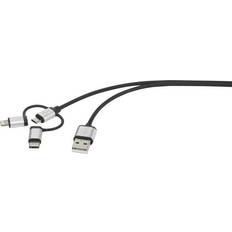 Renkforce USB-kabel Kabler Renkforce USB A-Lightning/USB B Micro/USB C 3m