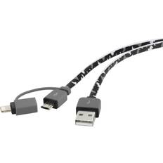 Renkforce USB-kabel Kabler Renkforce USB A-Lightning/USB B Micro 0.2m