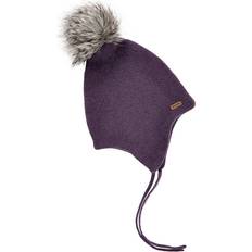 Minymo Tilbehør Minymo Hat Knit w. Fake Fur Pompom - Loganberry (160455 L-6730)