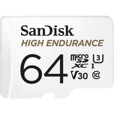 64 GB - Class 10 - V30 - microSDXC Hukommelseskort SanDisk High Endurance microSDXC Class 10 UHS-I U3 V30 100/40MB/s 64GB +Adapter