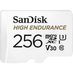 256 GB - V30 - microSDXC Hukommelseskort & USB Stik SanDisk High Endurance microSDXC Class 10 UHS-I U3 V30 256GB +Adapter