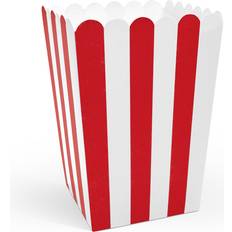 Rød Festartikler PartyDeco Popcorn Box Mix White/Red 6-pack