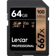 LEXAR 64 GB - Class 10 - SDXC Hukommelseskort LEXAR Professional SDXC Class 10 UHS-I U3 V30 667x 64GB