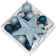 Plast Julepynt Nordic Winter With Star Blue/Silver Juletræspynt 50stk