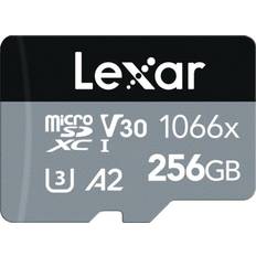 LEXAR 256 GB Hukommelseskort LEXAR Professional SILVER microSDXC Class 10 UHS-I U3 V30 A2 1066x 256GB +SD Adapter