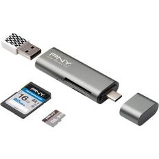USB-C Hukommelseskortlæser PNY USB-C/USB 3.0 Card Reader for microSDXC/SDXC