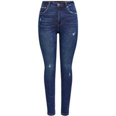 Only 26 - Polyester Jeans Only Mila Life Hw Ankle Skinny Fit Jeans - Blue/Dark Blue Denim