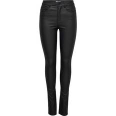 26 - Dame - L32 Jeans Only Anne Mid Coated Skinny Fit Jeans - Black/Black