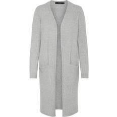 Vero Moda Doffy Long Open Cardigan - Light Grey Melange