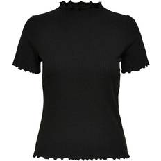 Dame - Høj krave - XL T-shirts & Toppe Only High Neck Short Sleeved Top - Black/Black
