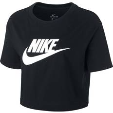 48 - Bomuld - Dame - M T-shirts Nike Women's Sportswear Essential Cropped T-shirt - Black/White
