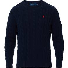 Polo Ralph Lauren Herre Overdele Polo Ralph Lauren Cable-Knit Cotton Sweater - Hunter Navy