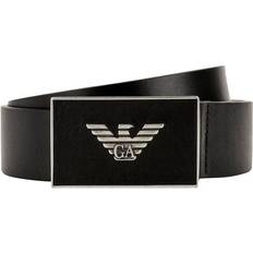 Emporio Armani Tilbehør Emporio Armani Leather Belt with Eagle Plate - Black