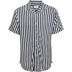 Blå - Herre - Viskose Skjorter Only & Sons Striped Short Sleeved Shirt - Blue/Dress Blues