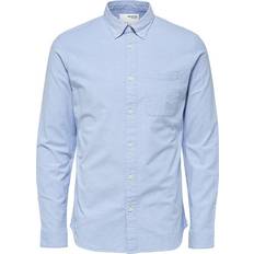 Elastan/Lycra/Spandex - Herre - S Skjorter Selected Organic Cotton Oxford Shirt - Blue/Light Blue