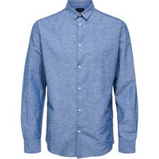 Selected Herre - M Skjorter Selected Linen Shirt - Light Blue