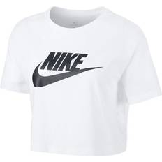 54 - Dame - L T-shirts Nike Women's Sportswear Essential Cropped T-shirt - White/Black