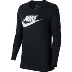 22 - Bomuld T-shirts Nike Women's Sportswear Long-Sleeve T-shirt - Black/White