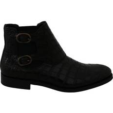 Velcrobånd Støvler Dolce & Gabbana Crocodile Leather Derby Boots - Black