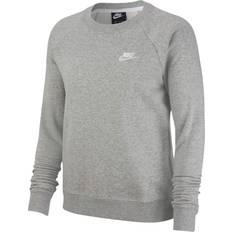 Nike Women's Sportswear Essential Fleece Crew Sweatshirt - Dark Grey Heather/White