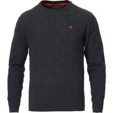 Morris Grå Tøj Morris Merino Cable O-Neck Sweater - Grey