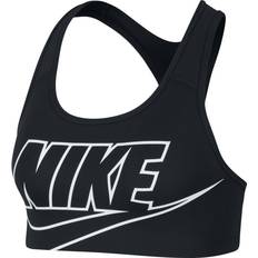 Nike Elastan/Lycra/Spandex BH'er Nike Dri-Fit Swoosh Non-Padded Logo Sports Bra - Black/White