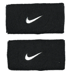 Nylon Svedbånd Nike Swoosh Doublewide Wristband - Black/White