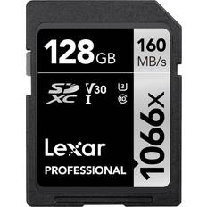 LEXAR 128 GB Hukommelseskort LEXAR Professional SDXC Class 10 UHS-I U3 V30 160/120 MB/s 128GB (1066x )