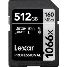 LEXAR 512 GB Hukommelseskort & USB Stik LEXAR Professional SDXC Class 10 UHS-I U3 V30 1066x 512GB