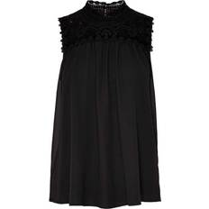 Plisseret - Polyester Overdele Only Lace Sleeveless Top - Black
