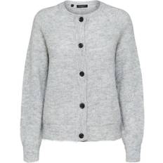 Selected Polyester Tøj Selected Wool Blend Cardigan - Grey/Light Grey Melange