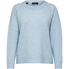 Selected Rounded Wool Mixed Sweater - Blue/Cashmere Blue