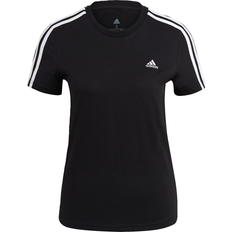 6 - XXS T-shirts adidas Women's Loungewear Essentials Slim 3-Stripes T-shirt - Black/White