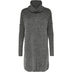 L - Uld Kjoler Only Jana Long Knitted Dress - Grey/Dark Grey Melange
