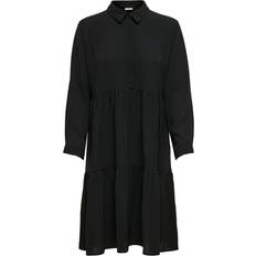 Elastan/Lycra/Spandex - Korte kjoler - Sort Jacqueline de Yong Solid Colored Shirt Dress - Black
