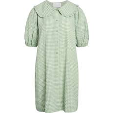 Sisters Point Polyester Tøj Sisters Point Efa SS Dress - Green/Bamboo