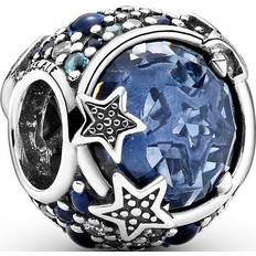 Pandora Krystal - Sølv Charms & Vedhæng Pandora Celestial Blue Sparkling Stars Charm - Silver/Blue/Transparent