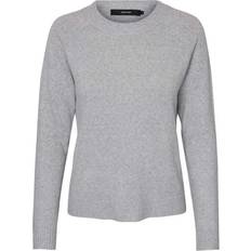 Dame - M - Nylon Sweatere Vero Moda Doffy O-Neck Long Sleeved Knitted Sweater - Grey/Light Grey Melange