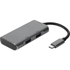 Grå - Kabeladaptere - USB A-USB C Kabler Deltaco USB C-2USB A/USB C M-F Adapter