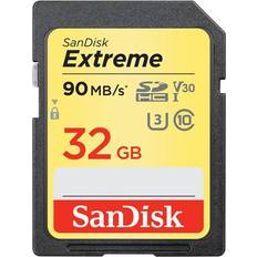 SanDisk 32 GB - SDHC Hukommelseskort SanDisk Extreme SDHC Class 10 UHS-I U3 V30 90/60MB/s 32GB